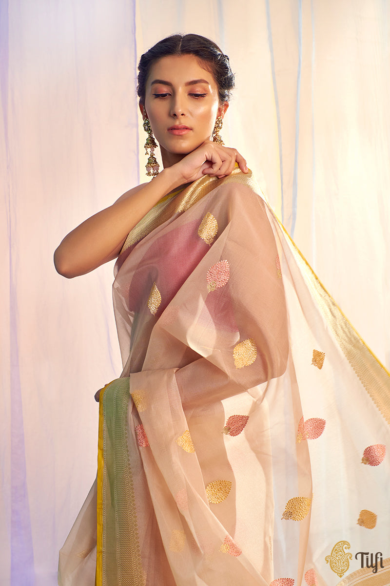 Shop Khaddi Georgette Peach Banarasi Saree Blouse Designs Online India –  Sunasa